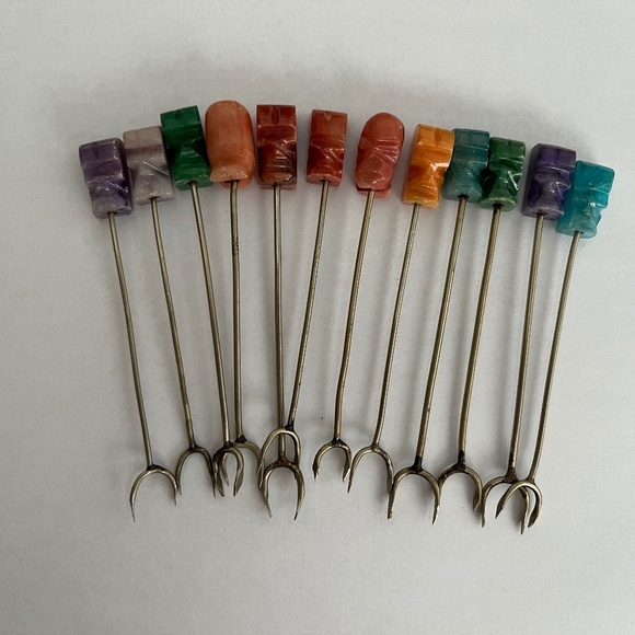 VINTAGE SET OF 12 MEXICAN APPETIZER/HORS D'OEUVRE FORKS - Picture 1 of 1